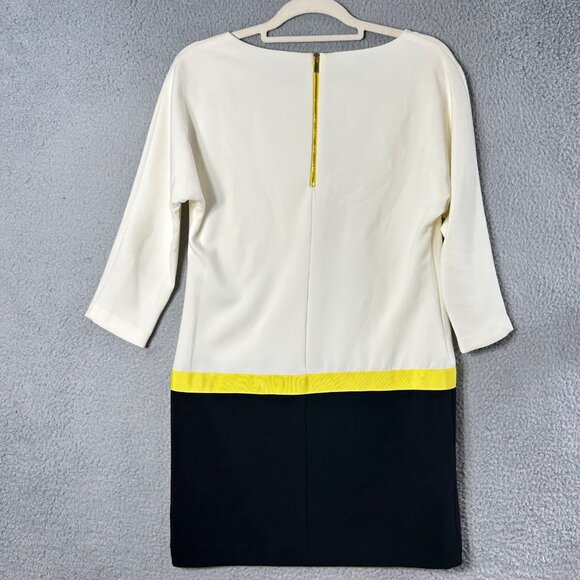 Ann Taylor Dress XS Womens Colorblock Sheath Dress Yellow Accent Back Zipper NEW - Picture 2 of 15